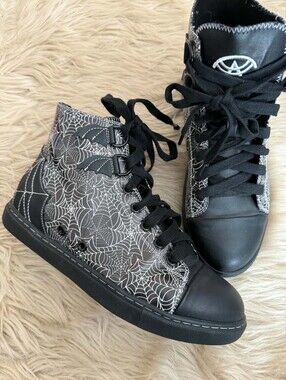 Strange Cvlt Chelsea Spiderweb High Top Sneakers Black Women's‎ Size 9